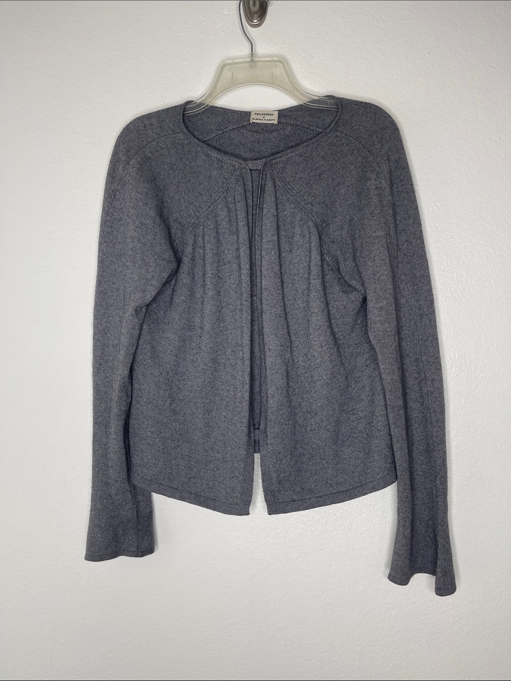 Philosophy Di Alberta Ferretti Gray Silk Cashmere Blend Cardigan US Size 10